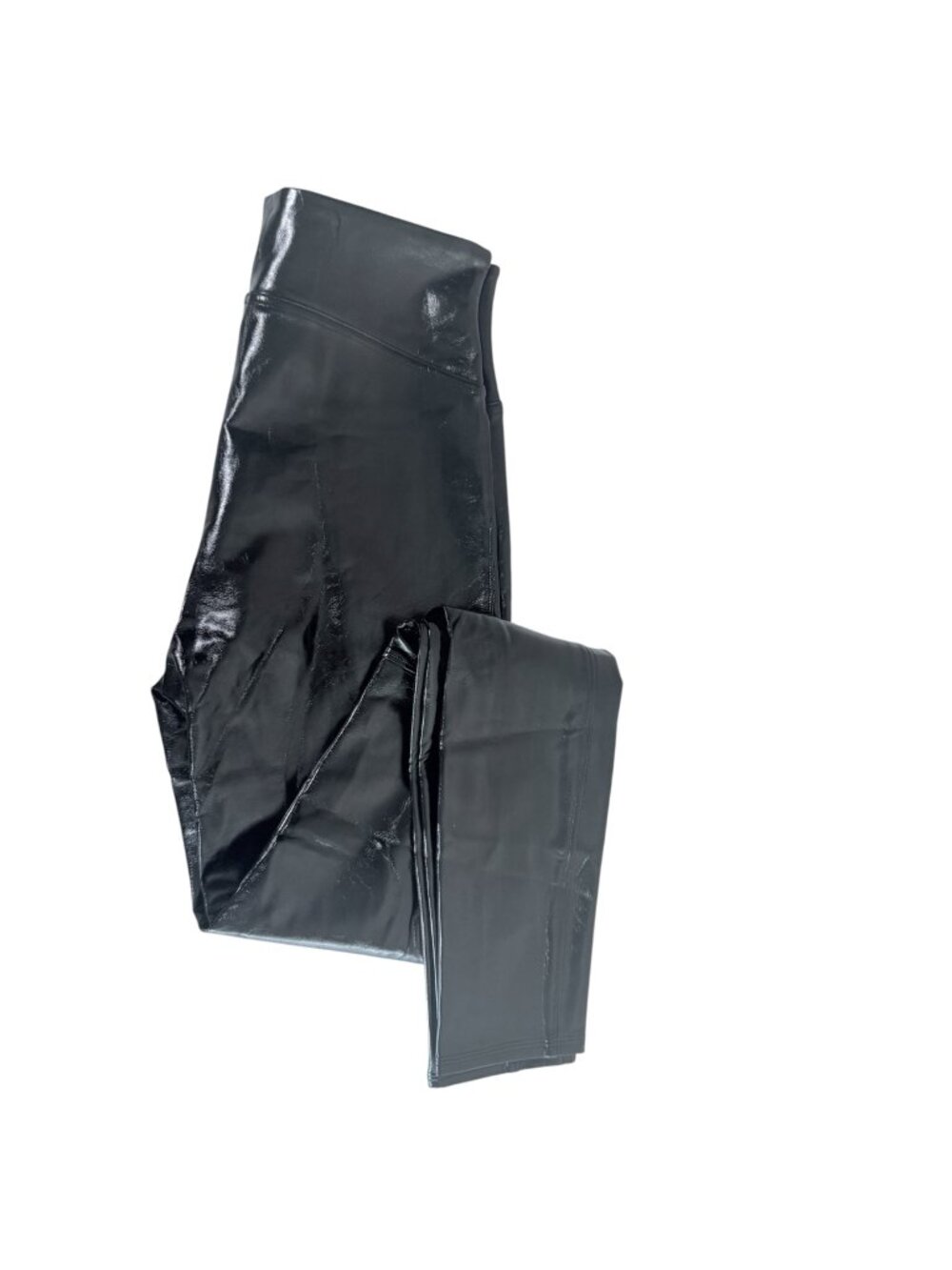 Spanx Faux Liquid Leather Leggings Black Size M High Waist Shiny Stretch Tall Fi